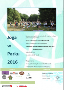plakat joga w parku 2016